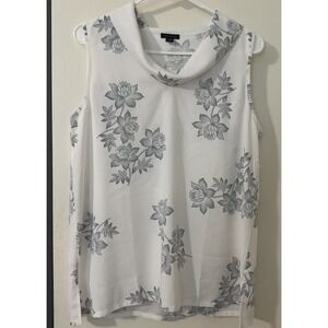 Ann‎ Taylor Women's Floral Draped Boat Neck Sleeveless Blouse Tank Top - M  NWT